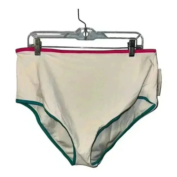 Shade & Shore White High-Waist Color Block Bikini Bottom, XL - Picture 2 of 6